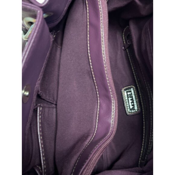 Strada Purple Faux Leather Shoulder Bag Tote – Silver Logo Plate Satchel Handbag - Picture 8 of 8